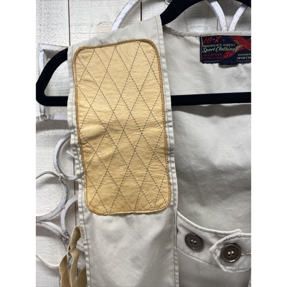 Vtg 10-X Mfg Co. Hunting Sporting Duck Shooting Vest 32 Pad on Shoulder Khaki - Picture 2 of 11
